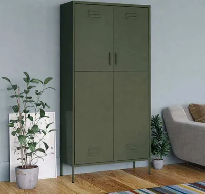 Image de vidaXL Armoire vert olive 90x50x180 cm Acier - Armoire - Penderies - Portemanteau - Armoire
