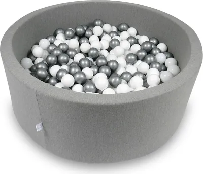 Produktbild von Trockenbecken 110x40cm grau mit 500 Bällen: weiß, silber