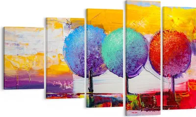 Produktbild von Bild auf Leinwand - Leinwandbild - Bäume Wiese Sommer - 100x60cm - Wand Bild - Wanddeko - Leinwanddruck - Bilder - Kunstdruck - Wanddekoration - Leinwand bilder - Wandkunst - EG100x60-4110