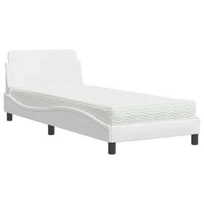 Produktbild von Bett mit Matratze "Dover" Weiß 90x190 cm Kunstleder