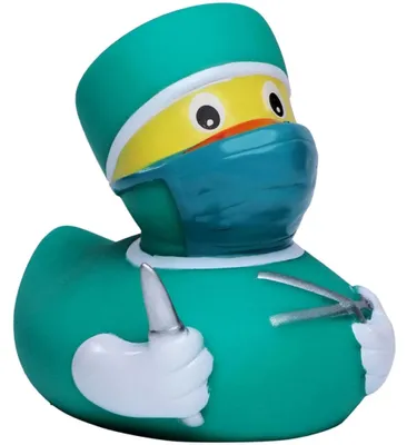 Produktbild von Quietsche-Ente Chirurg aus PVC mit Quietschfunktion – 8,5 cm Badeente