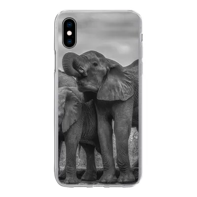 Produktbild von MuchoWow® Handyhülle Schutzhülle Hülle für iPhone Xs Elefant - Tiere - Wasser - Schwarz und weiß Silikon Softcase Handy Hülle - Handytasche