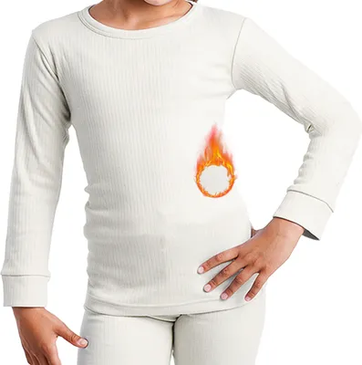 Produktbild von OCERA Thermo Unterhemd für Kinder, Warme Thermounterwäsche aus Baumwolle für den Winter-creme-134/140