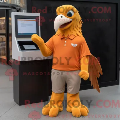 Produktbild von Orangefarbenes REDBROKOLY Weißkopfseeadler-Maskottchenkostüm mit Henley-Shirt und Geldbörse