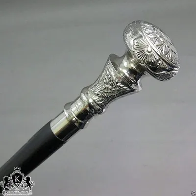 Obrázek produktu pro Starožitná dřevěná vycházková hůl s elegantní mosaznou rukojetí