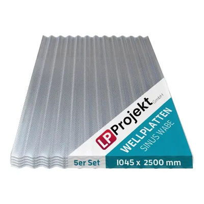 Produktbild von LP Projekt  Wellplatten Wabenstruktur,  Polycarbonat (PC), Wabenstruktur, transparent, 2,6 mm Stärke, Wellenform 76/18, 104,5 x 250 cm,  5er-Set