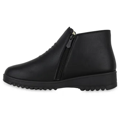 Produktbild von VAN HILL Damen Warm gefütterte Winter Boots Bequeme Profil-Sohle Schuhe 841415, Farbe: Schwarz, Größe: 37
