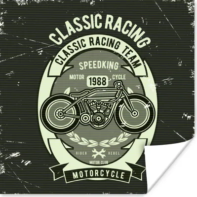 Produktbild von MuchoWow® Poster Motorrad - Rennen - Retro - Zeichnung 30x30 cm - Wandposter - Printing