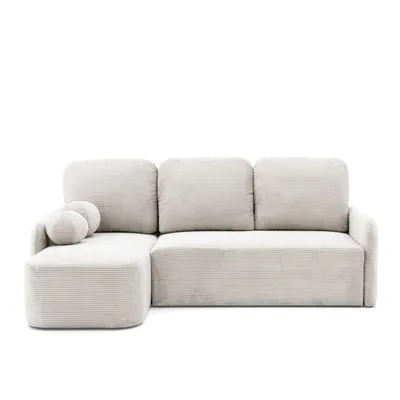 Produktbild von NACANAPA Ecksofa CASPER L Links mit Schlaffunktion 132x198 Cord Creme