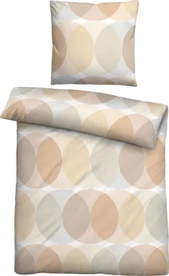 Produktbild von Biberna Lyocell Bettwäsche Kreise, 155 x 220 cm + 80 x 80 cm, gold