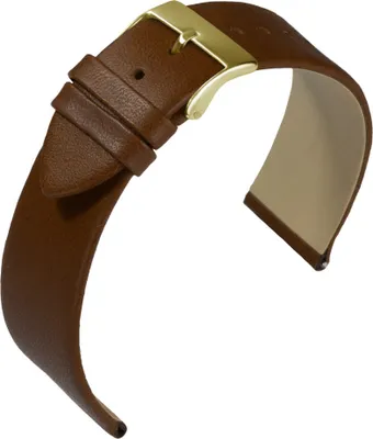 Produktbild von EULIT Uhrenarmband | Nappaleder braun ohne Naht | Damenlänge , Stegbreite:16mm, Schließe:Gelbgolden