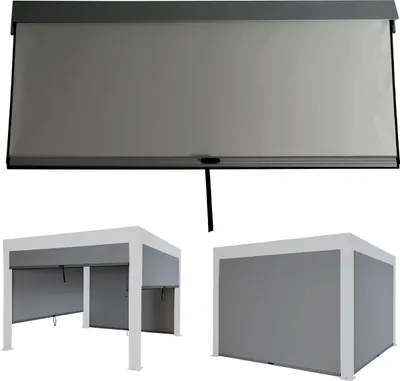 Produktbild von Seitenwand für Pergola MCW-L46, 4er-Set Pavillon Rollo Ersatzseitenwand, Stoff/Textil sturmfest 3x3m  anthrazit