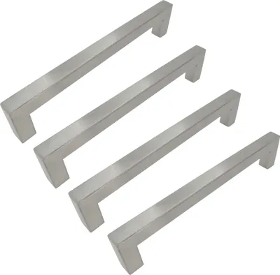 Obrázek produktu pro sada 4 klasických nábytkových úchytek z broušené nerezové oceli, 192 mm, matná černá, pro elegantní design nábytku, včetně montážního příslušenství