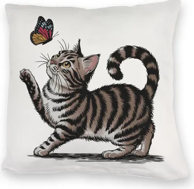 Produktbild von Katze mit Schmetterling Kuschelkissen für Tierliebhaber