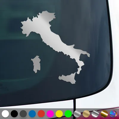 Produktbild von PantherPixel Italien Aufkleber Italy Italia Karte Umriss Sticker Auto Geschenkidee Farbe Silber