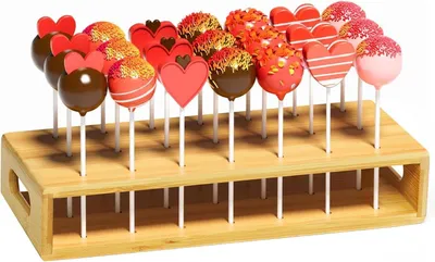 Productafbeelding van Cake Pop Houder - Lolly Stand - Feestelijke Presentatie - Natuurlijk Bamboe Materiaal - 21 Gaten - Natuurlijk Hout
