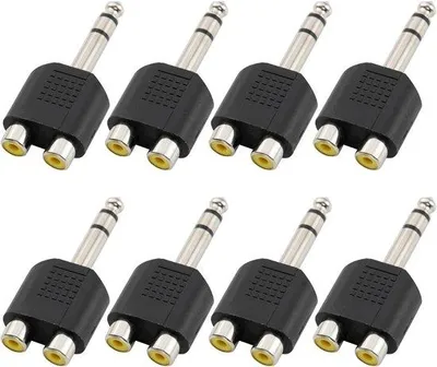 Image de Adaptateur audio 8 pièces, 635 mm : mâle stéréo vers 2 x femelles RCA, TRS 1/4" vers femelle RCA, répartiteur audio