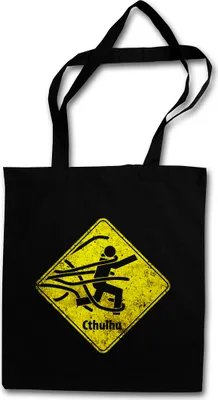 Produktbild von Urban Backwoods Caution Cthulhu Sign, Stofftasche, Farbe: Schwarz