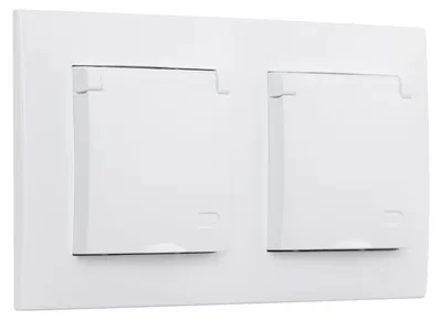 Produktbild von Ospel Szafir Doppel-Steckdosen-Set Unterputz IP44 weiß
