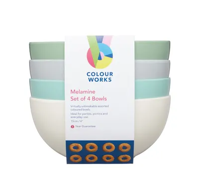 Zdjęcie produktu dla Colourworks Miseczki z melaminy Classic Colours - Zestaw 4szt.