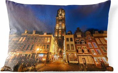 Produktbild von MuchoWow® Outdoor Kissen - Nacht - Domturm - Utrecht - 50x30 cm - Wetterfest - Lounge Kissen - Sofa kissen - Wohnzimmer Dekoration