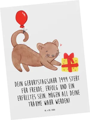 Produktbild von Mr. & Mrs. Panda Ansichtskarte 1999 Geburtstag - Weiß - Geschenk, Happy Birthday, Freude, Geburtstagsjahr, Erfolg, Kunstkarten, Postkarte, Geburtstagsgeschenk, Postkarten