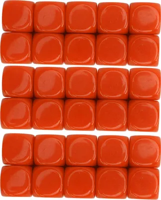 Obrázek produktu pro 30PCS 16MM prázdné kostky sada plastových zaoblených 6stranných kostek pro hru party zábava DIY samolepky matematiky lekce oranžová