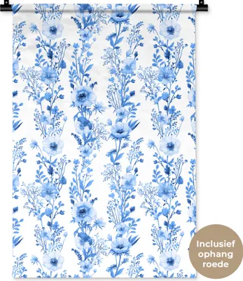 Produktbild von MuchoWow® Wandteppich Wandbehang Blumen - Pflanzen - Blau 60x90 cm Tapisserie Dekoration Wandtuch - Foto-Teppich - Abwaschbar