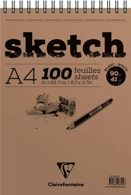 Produktbild von Clairefontaine 5x Sketch Skizzenblock A4 mit Doppelspirale 100 Blatt Weiß 96604C