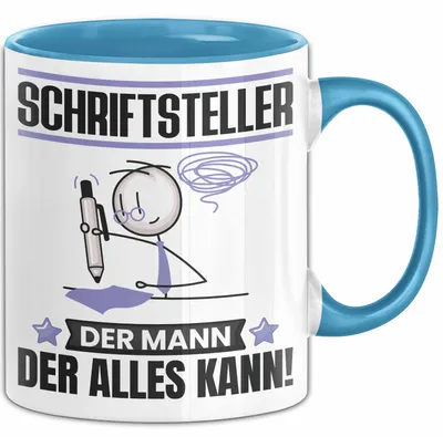 Produktbild von Schriftsteller Tasse Geschenk für Schriftsteller Der Mann Der Alles Kann Geschenkidee zum Geburtstag (Blau)