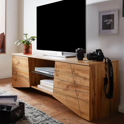 Image de FineBuy Buffet bas en boisReproduction chêne 160x50x40 cm Commode TV avec deux portes Armoire TV haute Table TV Armoire TV Moderne Commode TV Salon