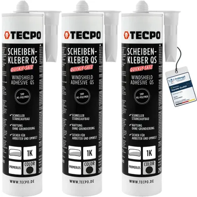Produktbild von TECPO Scheibenkleber Quickly-Safe 3x 290ml MS-Polymer primerlos mit Kleb- und Dichtstoff-Technologie Scheibenklebstoff