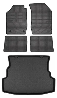Productafbeelding van Rubberen automatten + kofferbakmat voor Renault Thalia I 2006-2010 – 5-delig, zwart, op maat – Wielganizator SolidPRO