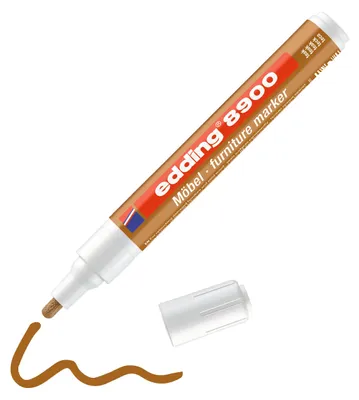 Produktbild von Edding 8900 Möbelmarker Teak, Rundspitze 1,5-2 mm, Braun, Rundspitze, Kunststoff, Holz/Laminat, 1,5 mm, 2 mm