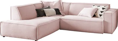 Produktbild von KAWOLA Sofa SAMU Ecksofa Cord rosa Recamiere links