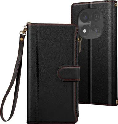 Image de Avizar, Etui Folio Redmi Note 14 Pro avec zip et dragonne, Noir
