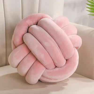 Immagine prodotto di Cuscini decorativi, 28 cm, rosa, in velluto, rotondi, per la cameretta dei bambini