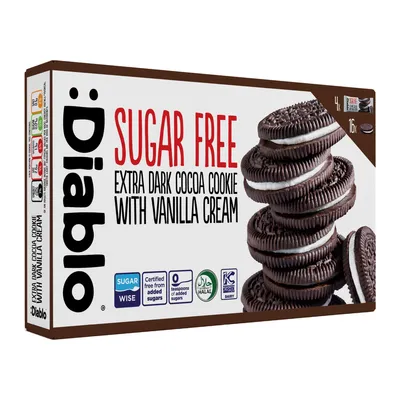 Produktbild von Diablo Kakao-Doppelkekse mit Vanillecreme zuckerfrei 176 g
