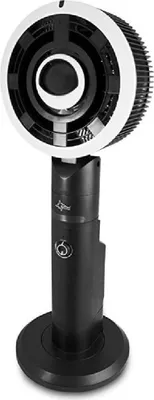 A black and white fan on a white background.