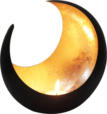 Productafbeelding van MAADES Windlicht, lantaarn, oosters design, maanmotief, groot, 20 cm, goud