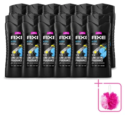 Immagine prodotto di 12 flaconi di gel doccia Axe Alaska 3-in-1 - profumo di aria marina e bergamotto - 400 ml - confezione - 12 pezzi