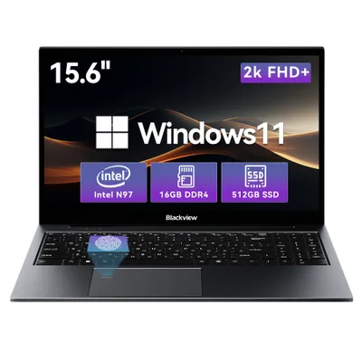 Produktbild von Blackview 15.6" Notebook FHD+ Display Acebook8, 12th Gen Intel Core N97, 4x3.6Ghz, 16GB DDR4+512GB SSD, Windows 11, Fingerprint/Face Unlock, Grau