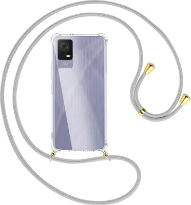 Produktbild von Handykette Backcover-Schutzhülle mit Band (Metall goldfarben) für TCL 405 (T506D, 6.6'') - silbergrau
