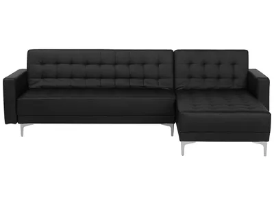 Produktbild von BELIANI Ecksofa Schwarz Kunstleder L-Förmig Linksseitig Schalffunktion Klassisch Wohnzimmer