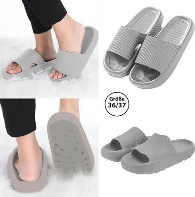 Produktbild von Wolken Slipper grau 36/37 EVA Kunststoff antibakteriell Wolkenschuhe Hausschuhe Laufkomfort flexible Sohle gelenkschonend