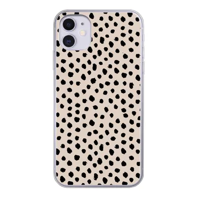 Produktbild von MuchoWow® Handyhülle Schutzhülle Hülle für iPhone 11 Polka dots - Schwarz - Beige Silikon Softcase Handy Hülle - Handytasche