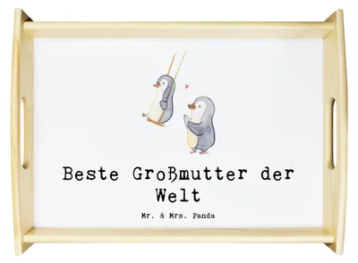 Produktbild von Mr. & Mrs. Panda Serviertablett Pinguin Beste Großmutter der Welt - Weiß - Geschenk, Dekotablett, Geschenkidee, Tablett, Grosseltern, Omi, sofatablett, betttablett, Oma