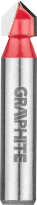 Obrázok produktu pre Fréza GRAPHITE V/U-drážka, karbidový hrot (HM), priemer 8/25,4/3,97 mm, priemer stopky 8 mm, výška/dĺžka 8/25,4/6 mm, na drevo, drevotrieskové dosky, MDF, preglejku (fréza na V-drážku, 8 x 8 x 8 mm)
