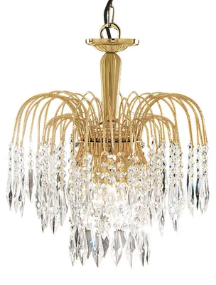 Immagine prodotto di Lampadario Classico Waterfall Acciaio Oro Vetro 3 Luci E14
