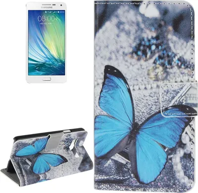 Produktbild von Schutzhülle Case Handytasche (Flip Quer) für Case Handy Samsung Galaxy A3 A300F Blauer Schmetterling